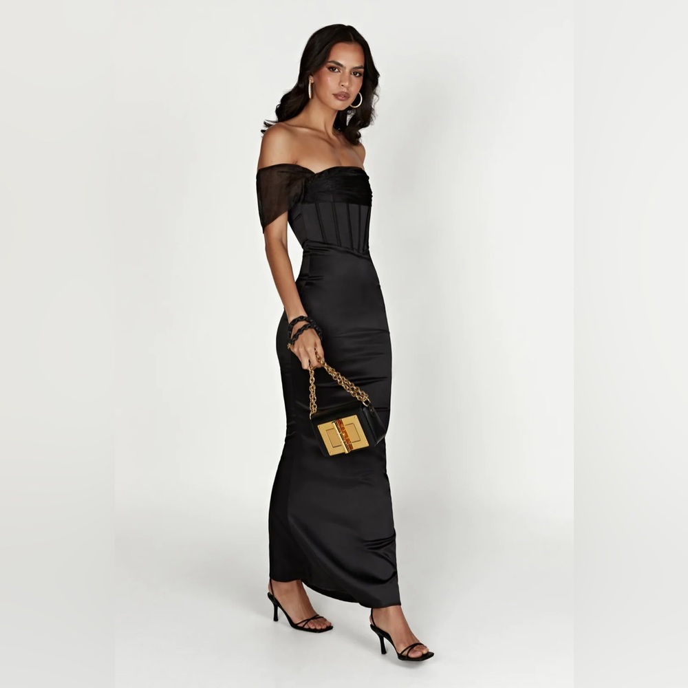 LIKE NEW Meshki Everly black satin maxi dress size small